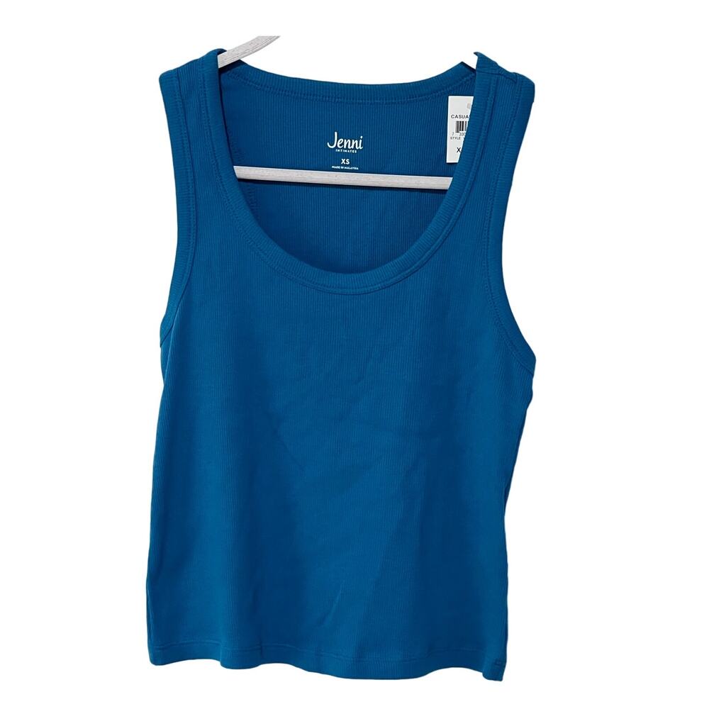 JENNI WOMENS RIBBED SLEEP LOUNGE TANK TOP CELESTIAL BLUE SIZE XS
